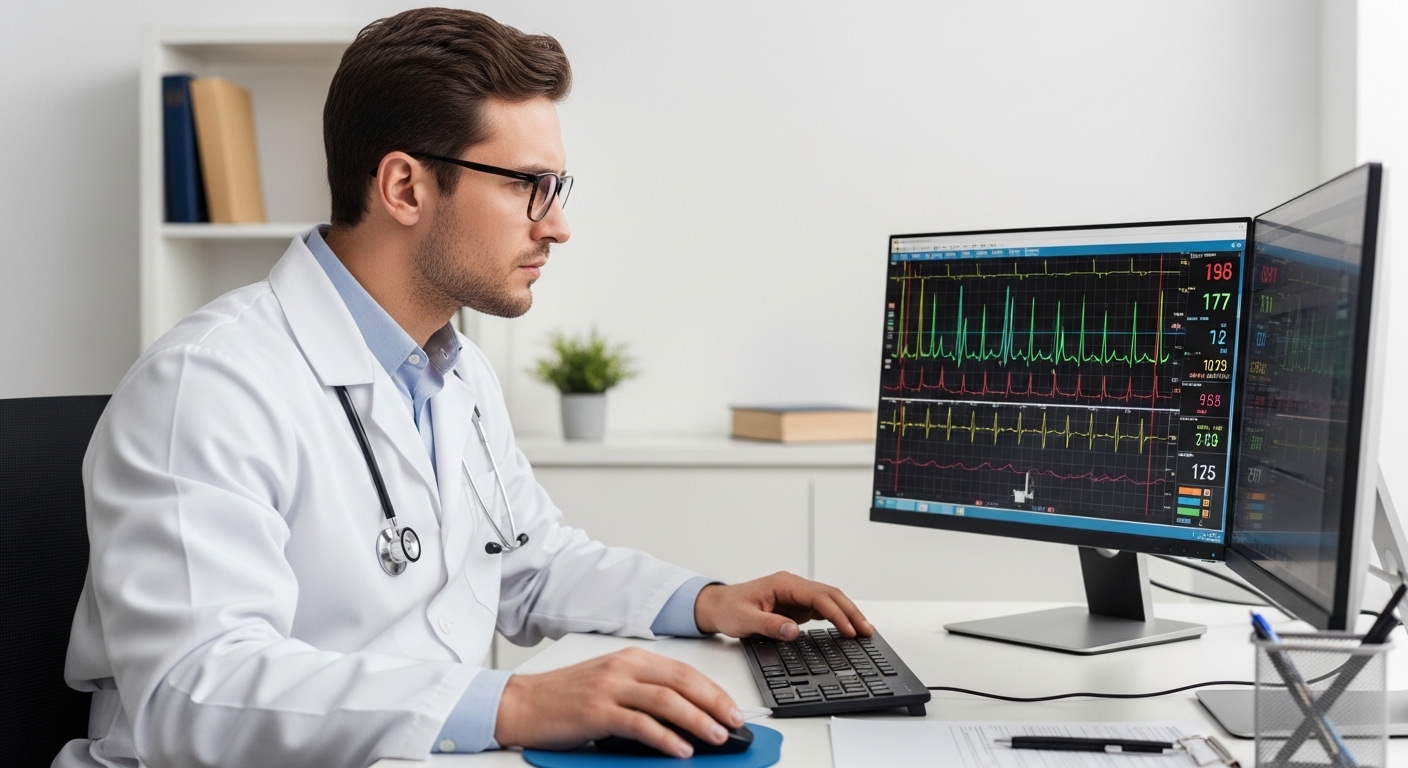 Profissional analisando exames